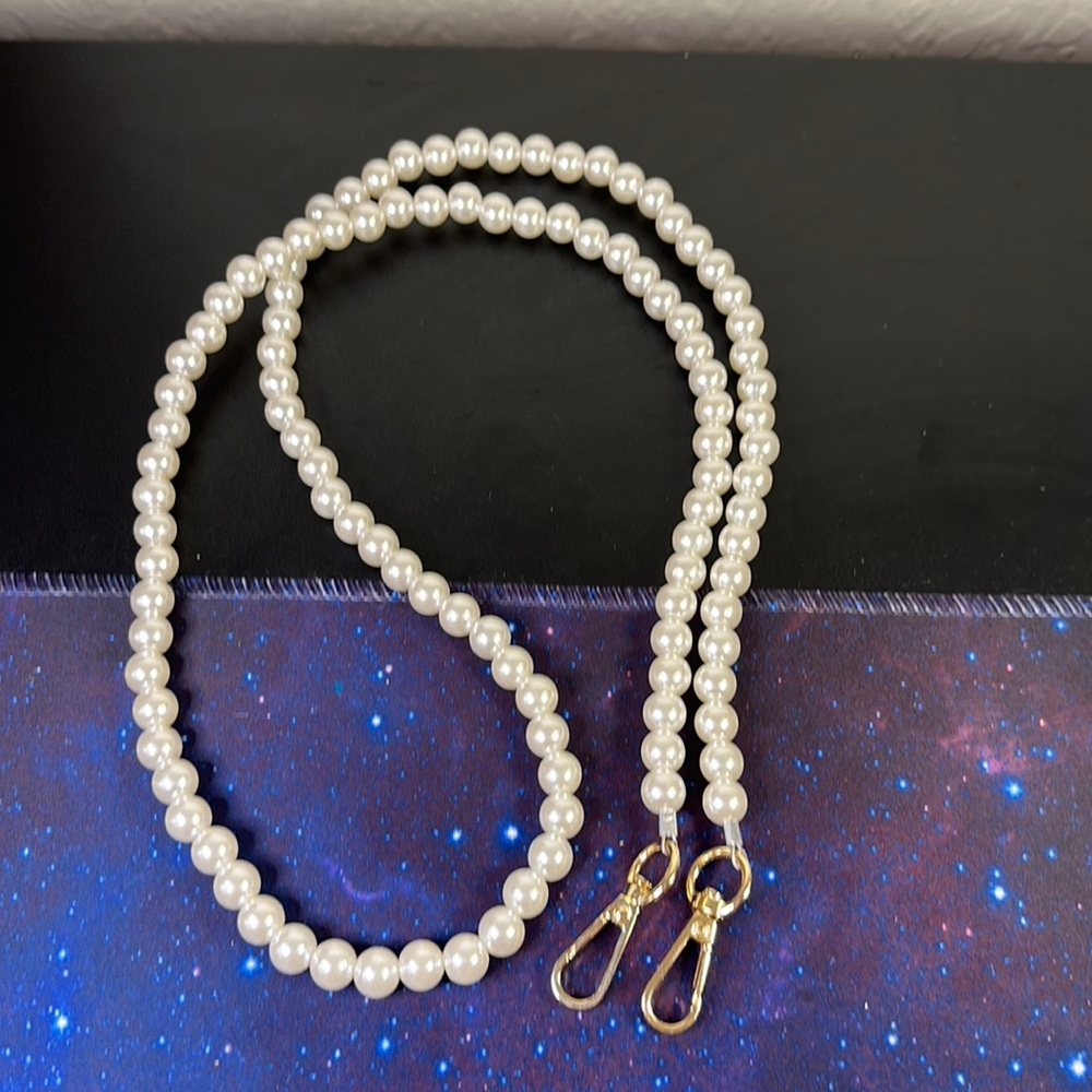 New Faux Pearl Purse Handbag Strap With Gold Hardware